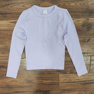 NWT No Boundaries Junior's Purple Crewneck Long Sleeve Waffle Knit Top Medium M